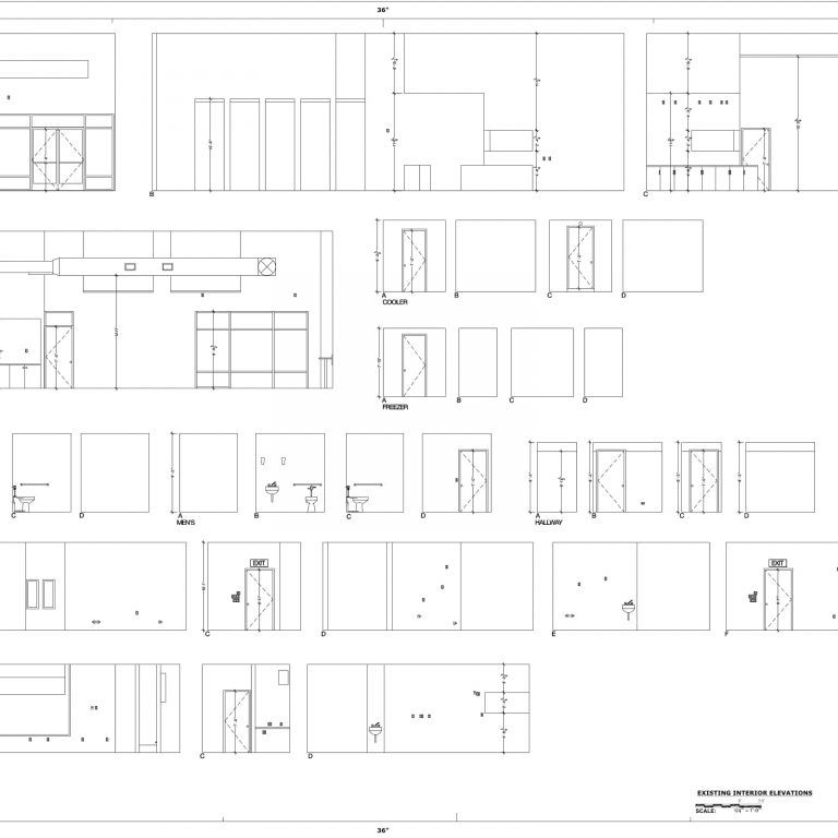 Restaurant, Houston, Texas. Interior elevation - Caldas Works as-built surveys