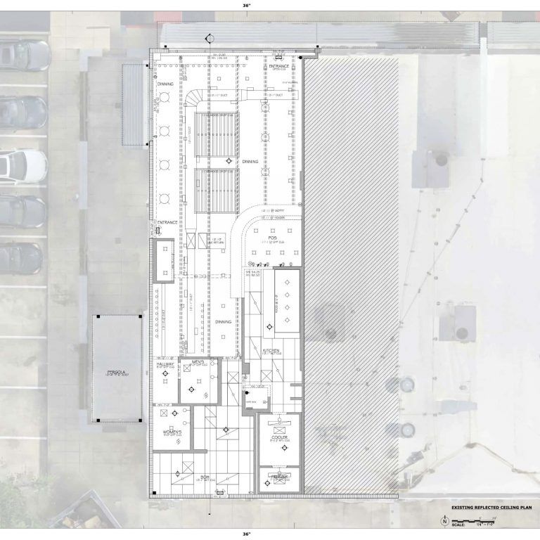 Restaurant, Houston, Texas. Reflected Ceiling Plan - Caldas Works as-built surveys