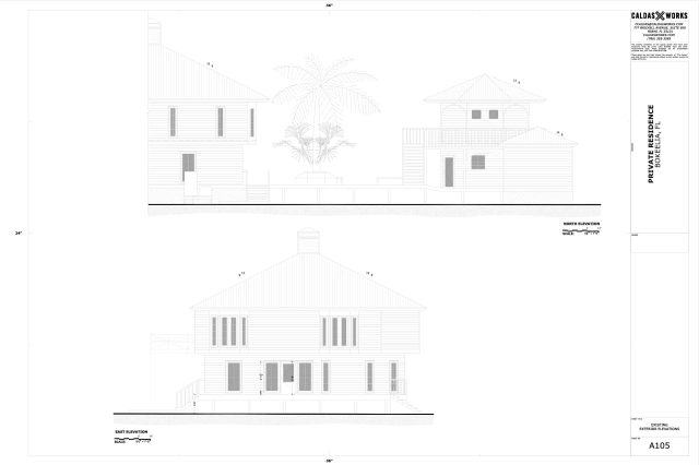 Bokeelia Private Residence, exterior elevation drawings - Caldas Works, as-buit surveys